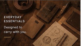 Leather accessories arranged for everyday carry